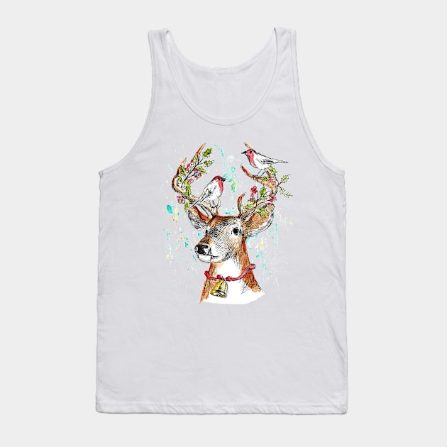 Christmas deer Tank Top by rachelsfinelines